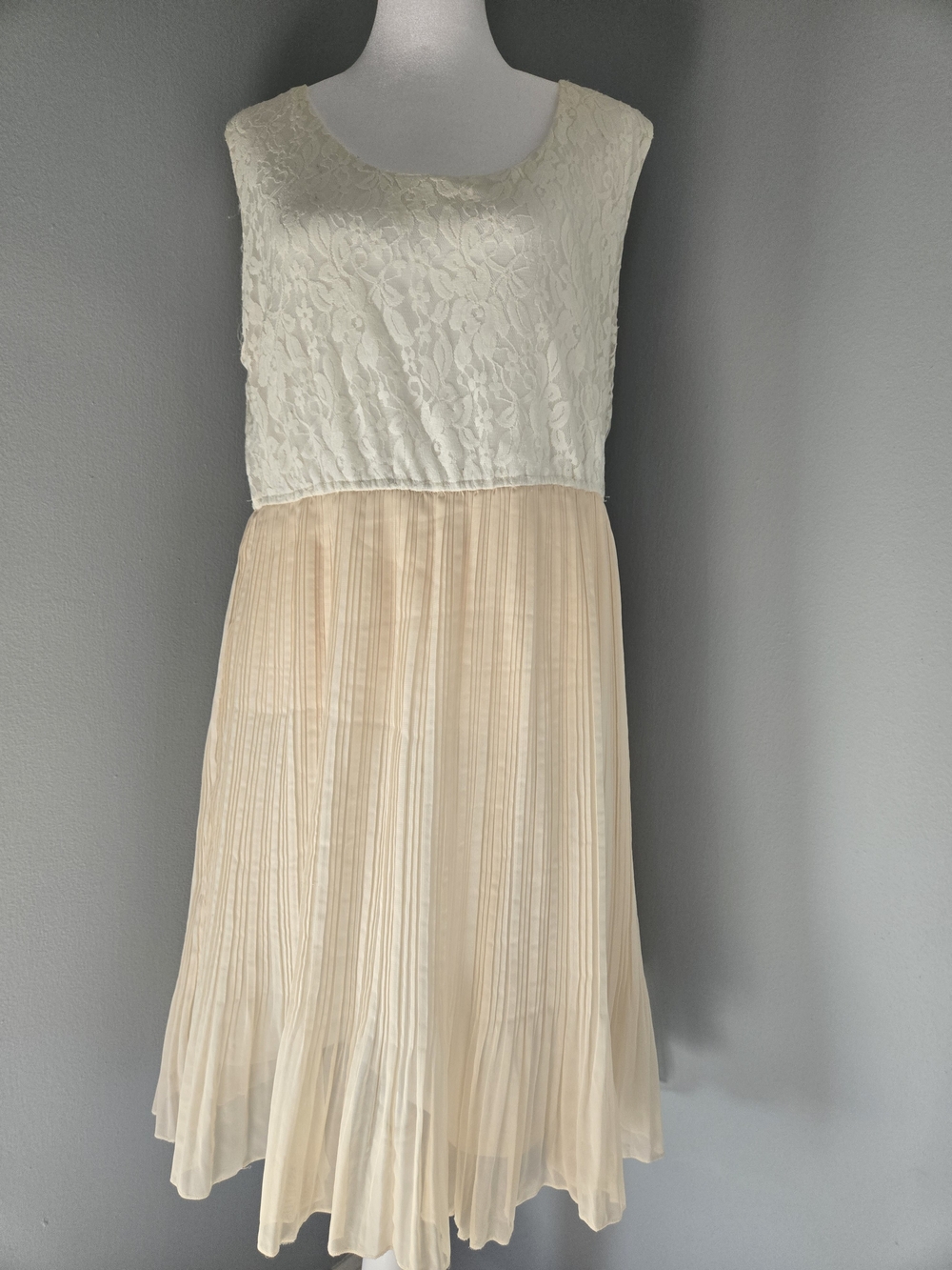 Allegra K Ivory Lace Dress with Blush Label Accent, Y2K.